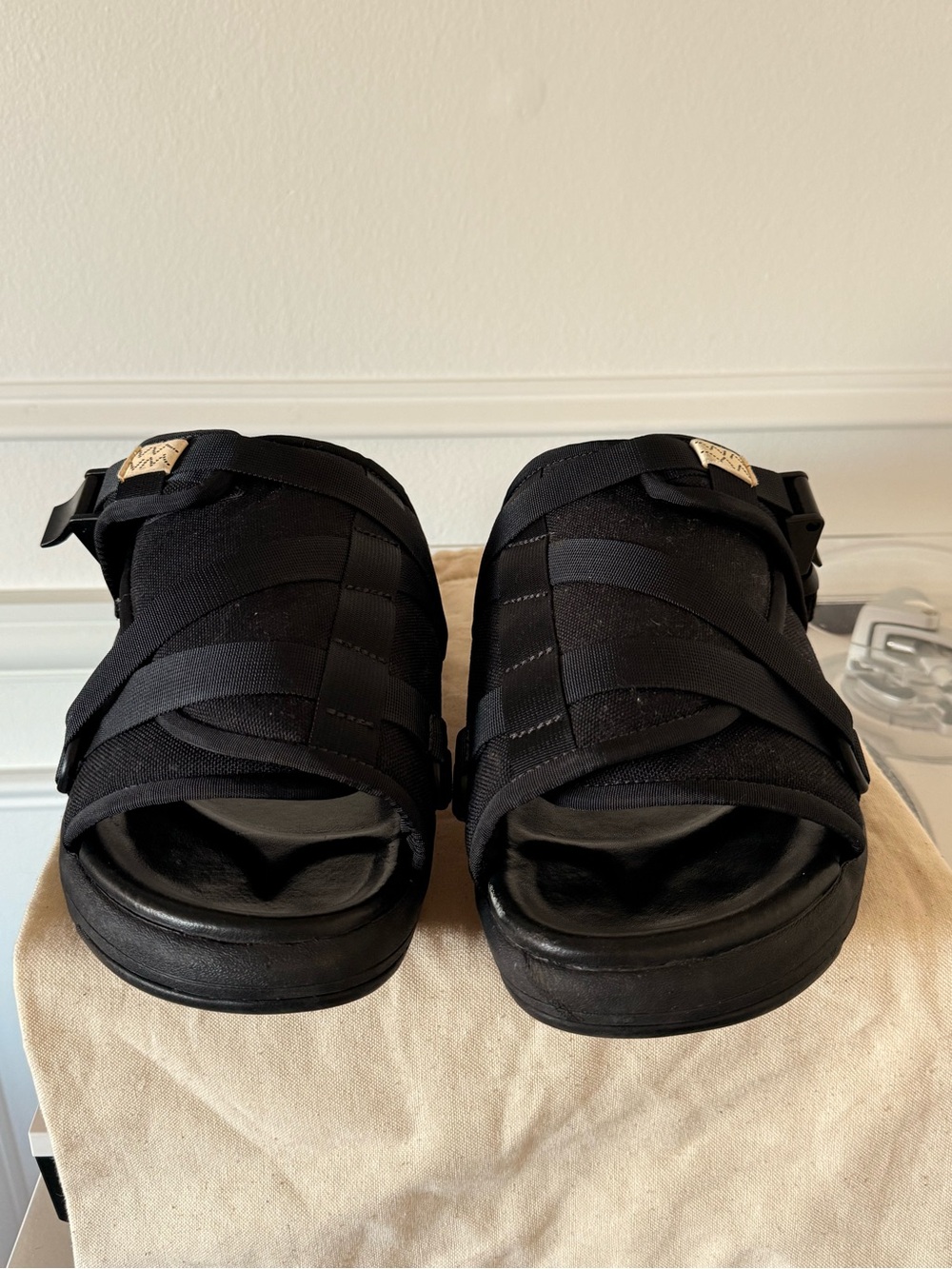 Visvim Christo Black Sandals XL Vibram Slides w/ Dust Bag Japan